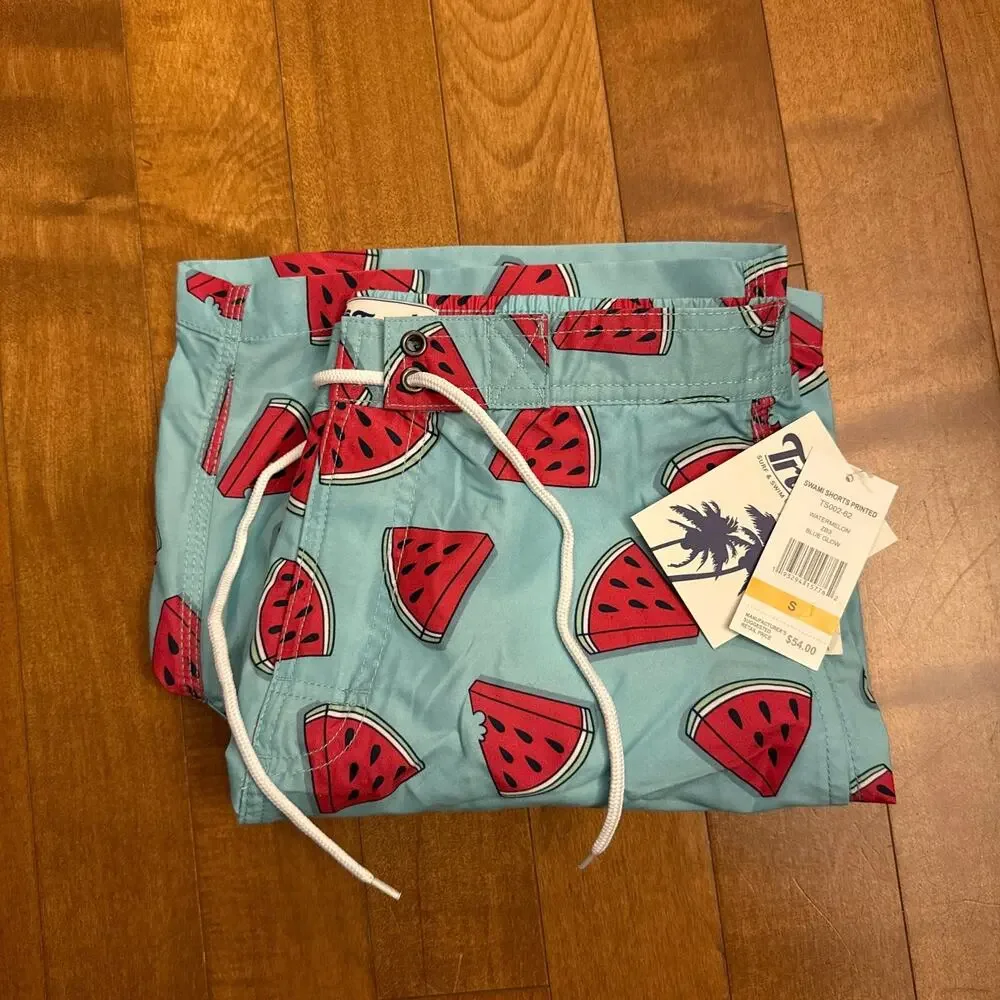 NWT runks Surf & Swim Co. Watermelon Sano Printed Swim Trunks size small